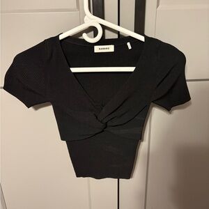 Sandro Elegant Black Knotted Crop Top